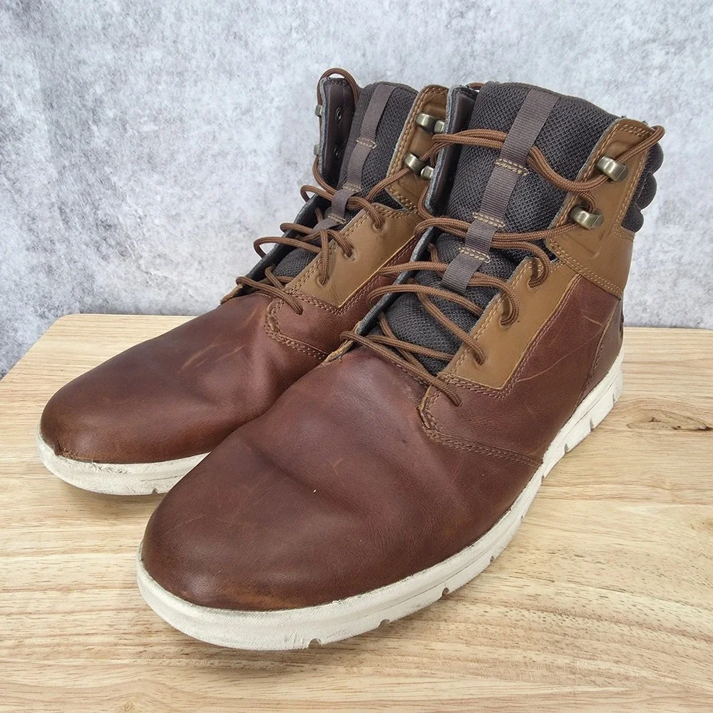 Timberland Graydon‎ Boots Mens 11 Brown Leather Hi Top Casual Sneakers A1OEE